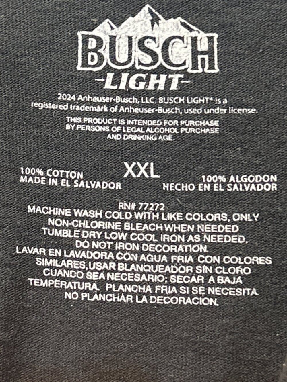 Busch Light Racing Team Mens XXL Black Cotton T-Shirt Car Graphic Front & Back - Picture 7 of 7